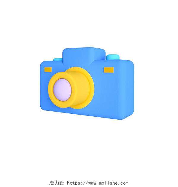 蓝色C4D立体3D相机图标icon元素素材插画